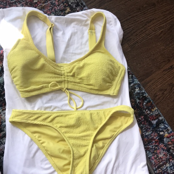 Yellow two piece swimsuit, brand is Xhiliration. - Picture 5 of 8